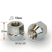 Гайка M12x1.25 L22 H19 Cr конус Вектор 400144 Cr